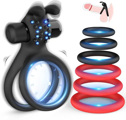 Penisring Set Sex Spielzeug für die Männer, Dual Penis Ring mit Vibrator, 7 Größen Penisringe für Erektion Cockring Sex Spielzeug für die Paare, Vibratorensets für Männer Sexspielzeug