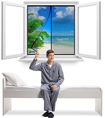 Fly Bug Mosquito Mesh Curtain, 90 x 110 cm Insektenschutz Rollo selbstklebend, Insektenschutz Magnetischer Fliegenvorhang für Balkontür, Wohnzimmer【Schwarz】