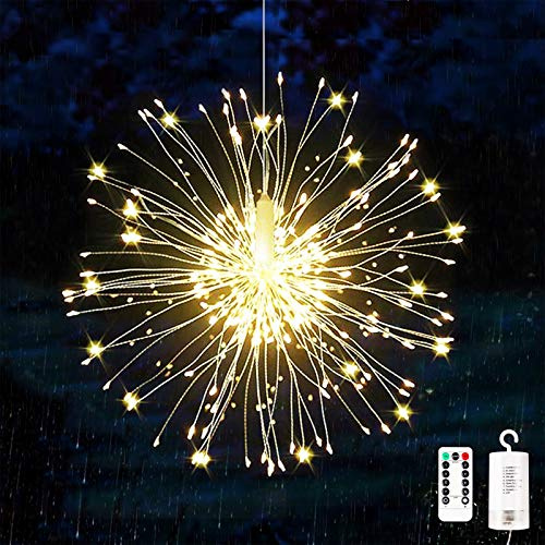 KIKILIVE Luci Fuochi d'Artificio Fatate Natalizie da Esterno,Catena Luminosa Filo di Rame con 120 LED,Luci Addobbi Natalizi Stringa Lampada 8 modalità