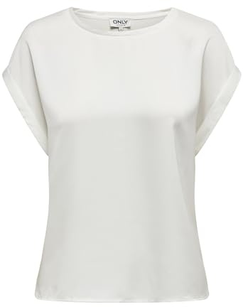 ONLY Onllieke S/S satin mix topp WVN Noos kortärmad blus, Vit, XL
