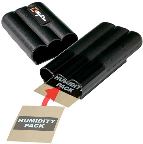 Perfec - PerfecCase 3-Finger Cigar Case, Airtight Seal, Travel Humidor Case | Virtually airtight seal helps protect cigars and freshness. Includes humidifier and is ideal for everyday carry and travel.