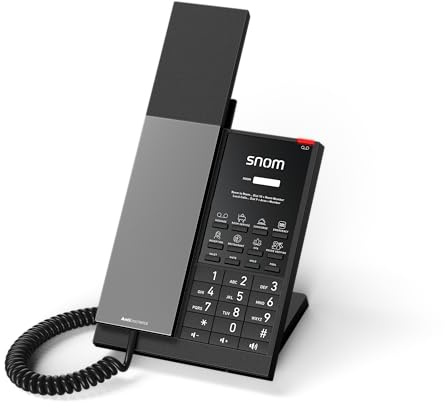Snom HD350W Hospitality Telefon mit WiFi - Festnetztelefon, Große Optische Rufanzeige, Kurzwahltasten, Keine Datenspeicherung, Telefonkabel - Ideal Für Gästezimmer