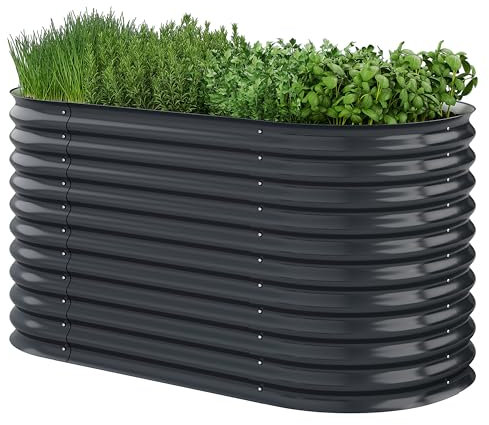 STEELSØN Hochbeet Hydra für Garten und Balkon, Pflanzkübel groß draußen 160x80x80 cm, Hochbeet Metall verzinkt, oval, freistehend für Blumen, Obst und Gemüse
