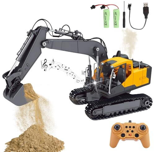 Mineup Pelleteuse Télécommandée, RC Pelleteuse, Pelleteuse Tracteur Enfant Camion, Jouet Pelle Télécommandé, Jouets Excavateurs Télécommandés, Voitures Jouets RC Noël Cadeau Anniversaire Garçon 3+ Ans