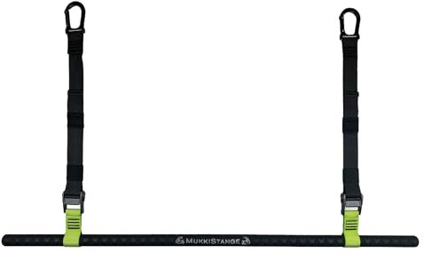 MukkiStange, Klimmzugstange Decke: abnehmbar, höhen-verstellbar, griffig, platzsparend, variabel, zum Aufhängen, Fitnessgerät für Zuhause, Calisthenics, Pull-Up Bar, Dip-Stange, Reckstange