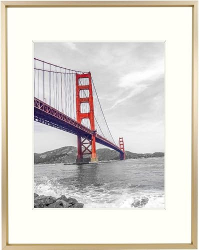 upsimples 1 pezzo Cornice portafoto in alluminio A4 Oro, Foto 15,3x20,3cm con passepartout o A4 (21x29,7cm) senza, Cornice per quadri a parete in metallo con vetro acrilico