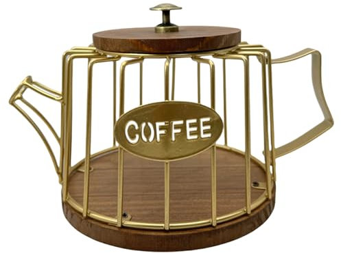 Contenitore per cialde di caffè con base in legno e coperchio in filo metallico porta tazze per piano di lavoro della cucina accessori per caffè
