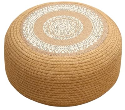 Générique decorativo da pavimento trapuntato fatto a mano con fantasia | Pouf in paglia, da pavimento, giapponese rotondo lavorato a maglia, da meditazione, decorativo