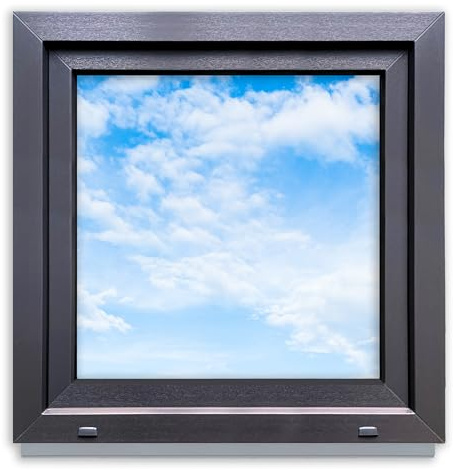 LORAC | Plastfönster antracitvit 800 x 800 mm, 80 x 80 cm, lutbar, standardfönster med 2-vägs glasning, energibesparande, källarfönster med CE-certifikat, perfekt för vardagsrum och källare