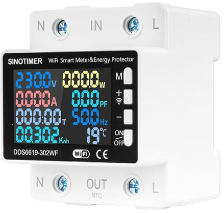 Contador Inteligente de 1 Fase, Lectura de Contador Inteligente, Contador de Corriente trifásico WiFi, Contador de 1 Fase para Carril DIN, Sensor de Temperatura, Contador Inteligente de 3 Fases WiFi