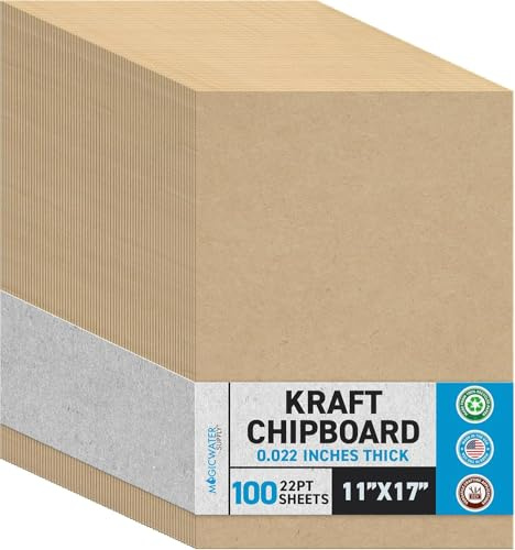 100 fogli truciolato 27,9 x 43,2 cm – 22PT (punto) Light weight Brown Kraft cartone scrapbook fogli & cornice posteriore (.022 pinza spessore) Paper Board | Magicwater fornitura