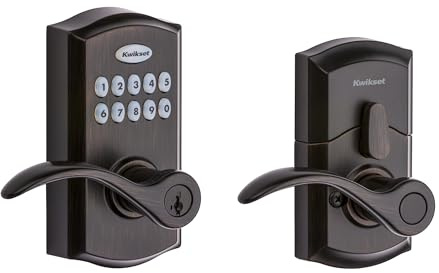 Kwikset SmartCode 955 Pembroke Light Commercial 10-Button Keypad Electronic Lever, Featuring Convenient Keyless Entry, 3-Year Battery Life and High Traffic Durability Venetian Bronze