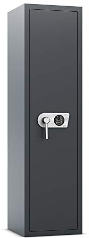 Rottner Dakota 5 Waffenschrank batteriebetriebenes Elektronikschloss HxBxT 1500x400x400 mm für 5 Langwaffen Handhebelgriff verstellbarer Fachboden Notbestromung bedingter Feuerschutz