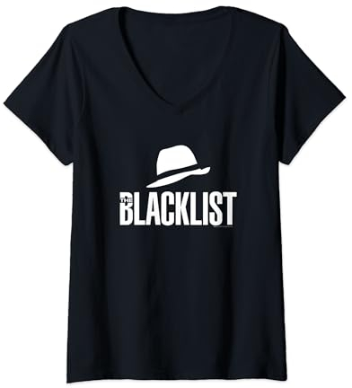 Die Blacklist Hut-Symbol T-Shirt mit V-Ausschnitt