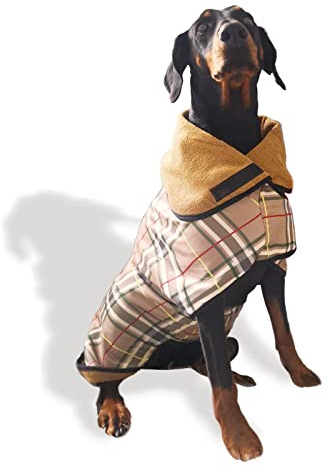TAIL BLAZERS™ Premium Dog Drying Coat. Double Layer Microfibre Dry Robe with Car Safety D Ring. Towel Robe Pet Dryer Keep Dogs Dry and Warm. Camping and Beach Accessories. Machine Washable. M