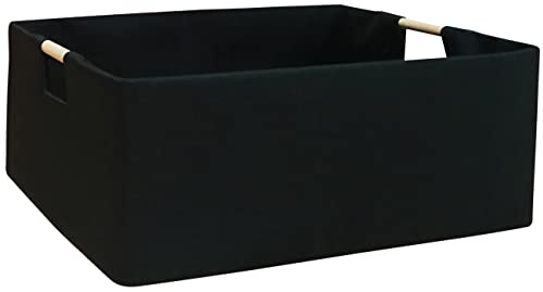 FUULOXE Storage Bin for Shelves Rectangle Closet Baskets Foldable Box with Handles Black Storage Boxes for Home Office Car Dormroom