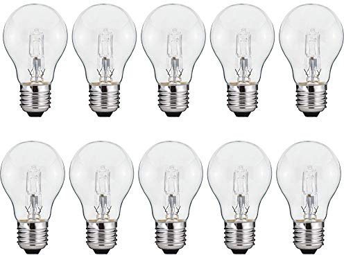NCC-Licht 10 x Eco Halogen Leuchtmittel Birnenform A55 28W = 34W E27 klar dimmbar warmweiß