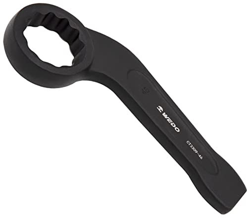 WEDO Chiave ad anello a percussione, 40 chiavi ad anello, in acciaio al cromo vanadio, piegate 45°, SW 24 mm, lunghezza 160 mm, chiave inglese, nero, resistente alla corrosione