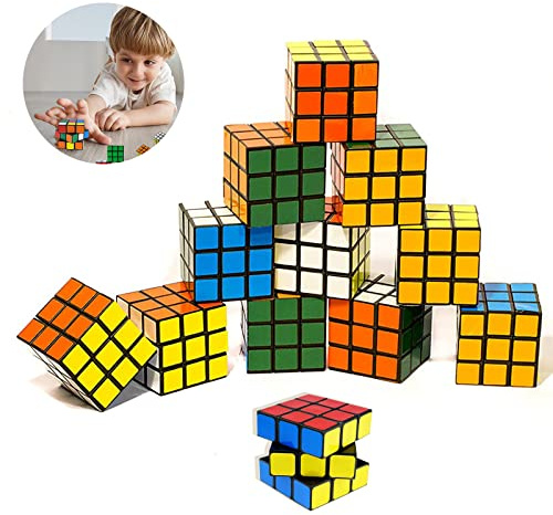 Cubo Mágico 12 Piezas, Mini Cubos 3x3, 3cm Cubo de Velocidad, Original Puzzle, Rompecabezas Cubo Mágico Liso Magic Puzzle Cube para Niños, Rompecabezas Niños & Adulto