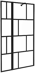 Vente-unique-Mampara de bañera reversible negro mate de estilo industrial - 100 x 140 cm - OBELINI