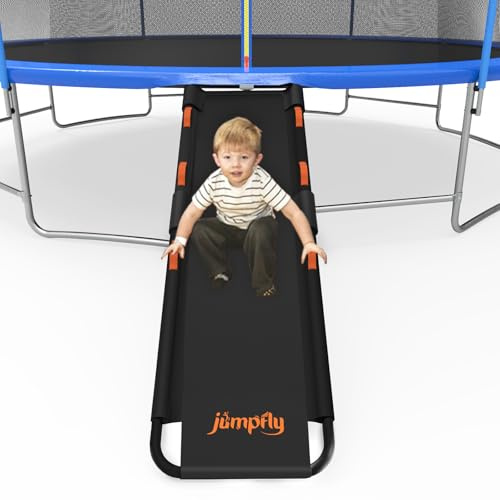jumpfly Trampoline Slide Ladder Universal Trampoline Ladder with Handles Strong Tear Resistant Fabric Trampoline Accessories for Kids Toddler Climb Up & Slide Down, Orange
