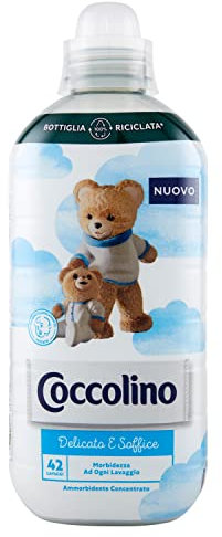 Coccolino Ammorbidente Concentrato Delicato e Soffice, Ammorbidente Lavatrice Ipoallergenico e Dermatologicamente Testato, Formato Fino a 42 Lavaggi, 980 ml