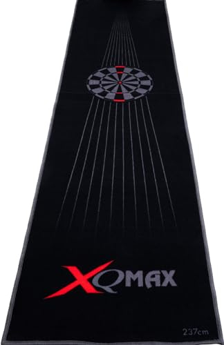 Dartmatte 237x60cm mit Motivwahl Dartteppich mit Abwurflinie grau schwarz rot blau Turniermatte Steeldart Matte Darts (Dartmatte schwarz/rot 237x60cm Dartboard)