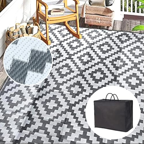 HGTRH Tapis Exterieur Resistant Pluie pour Camping Car, Tapis De Sol Exterieur Caravane, Tapis D'ExtéRieur PolypropylèNe ImperméAble 200x300, Pliable Tapis Exterieur Plastique Tisse ImperméAble