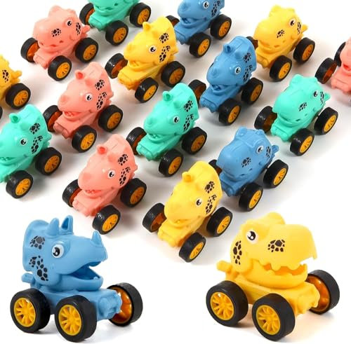 Dinosaurier Spielzeugautos Zurückziehen, 12 Stück Dino Aufziehauto Kinder Spielzeugauto für Kinder Auto Spielzeug Fahrzeuge Klein, Reibungsbetriebene Autos Kinderspielzeug für Jungen Mädchen Kinder