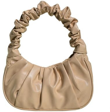 QishGO Borsa a Mezzaluna Borsa Versatile Pieghettata Borse per Cellulare Increspato Borsa per Ragazza Borsa Alla Moda Borsa, cachi, Approx. 27x7x17cm/10.63x2.76x6.69in