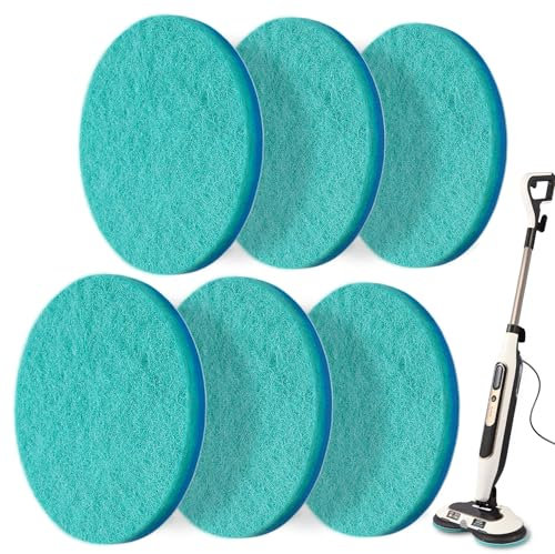 Frescares S7001 Upgraded Steam&Scrub Mop Pads for Shark,S8201 S8001 S7000 S7201 S7000AMZ S7005 S7020 S7001C All-in-One Hard Floor Steam Mop (6Green-Without snap Fastener)