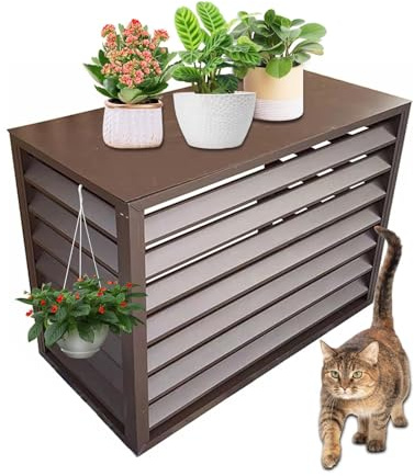 CVERTHAF Pannelli per Recinzione schermanti per la Privacy, Copertura in Alluminio per condizionatori e Pompe di Calore, schermatura per la Privacy, Anti-Cane, riduzione del Rumore (Marrone, 110 cm)