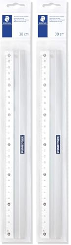 Staedtler Règle en aluminium anti-dérapante de 30 cm, Livrée sous étui plastique, 563 30 cm (Lot de 2)
