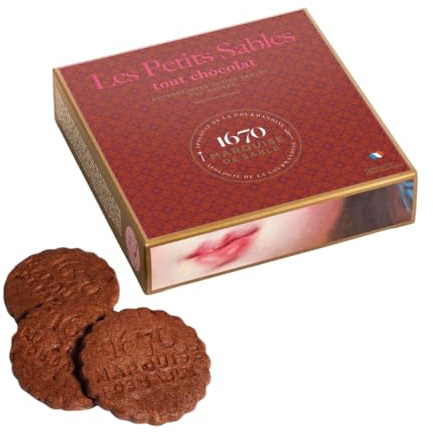 Marquise de Sablé | Biscotti di pasta frolla al cioccolato | Scatola regalo da 100 g | Ricetta francese originale del 1670 | Selezione 18 Carati
