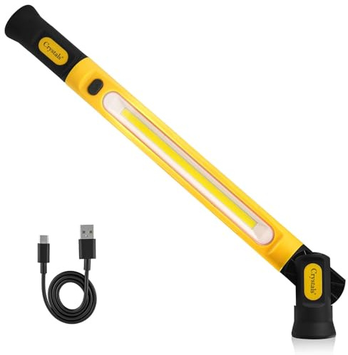 Luz de trabajo LED recargable de 3000 lúmenes - Barra de luz magnética para debajo del capó con batería de 5000 mAh, linterna giratoria plegable de 3 modos con banco de energía para taller de yellow