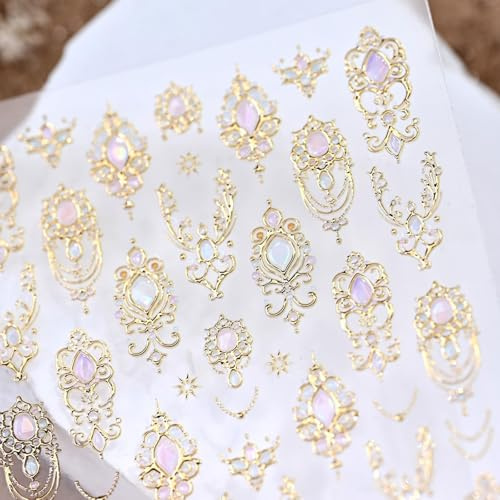 5D Geprägte Autocollants à Ongles en Or avec Motif Épineux – Autocollants Nail Art Autocollants pour une Décoration Élégante de Manucure pour Femmes