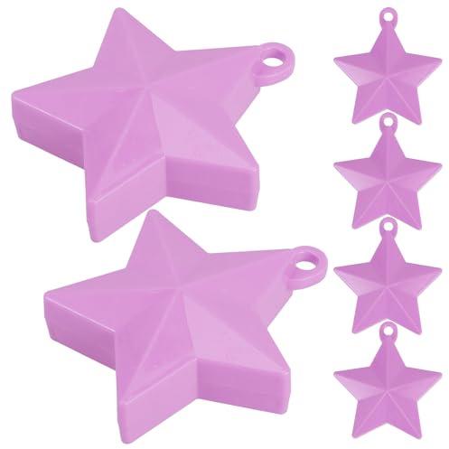 SHINEOFI Peso per Palloncini a Stella Cava da 6 Pezzi Viola Chiaro, Riempibile e Riutilizzabile, Accessorio per Fissaggio e Ancoraggio Decorativo per Feste e Matrimoni Indoor e Outdoor