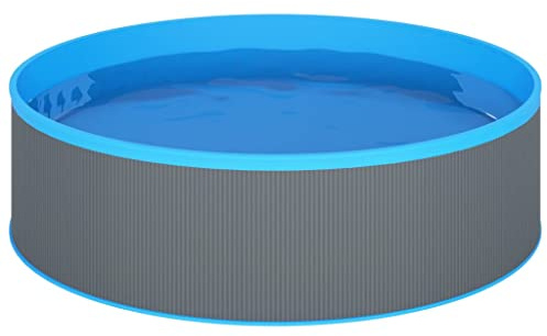 Piscina per bambini, 350 x 90 cm, con parete in acciaio grigio, con rivestimento in PVC blu, capacità 7200 l, piscina da giardino estiva, piscina familiare per bagno e nuoto