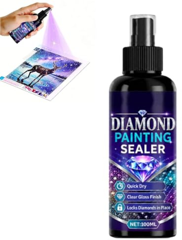 100ml Diamond Painting Sealer Spray, Quick Dry Gloss Finish Sealant for Diamond Art, Clear Protective Coating to Secure Drills, for Permanent Lock & Shine, Glossy Finish