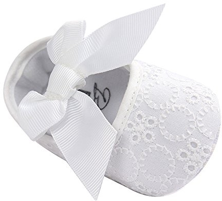LACOFIA Chaussures de baptême Bowknot Princesse Douce antidérapante de Premier Pas bébé Fille Blanc 0-3 Mois
