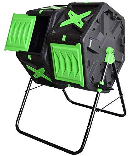 Tumbling Composteur à double chambre avec Easy-Turn Système de fonctionnement rapide pour le jardin Noir et vert 140 l