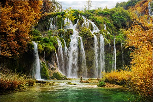 Muralo Fototapet natur Kroatien 120 x 180 cm fibertapet väggtapeter vattenfall träd växter vardagsrum sovrum moderna väggmålningar XXL landskap panorama vägg dekoration