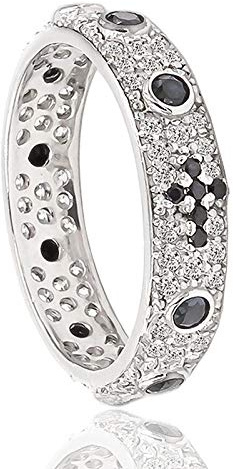 Remo Gammella Anello Rosario Uomo Donna in Argento 925 e Zirconi Neri, Anello Rosario in Argento e zirconi. Misure Disponibili dalla 10 alla 18 (12)