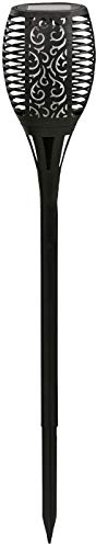 Dehner Solarleuchte Flammenfackel Jumbo, Ø 12 cm, Höhe 75 cm, Kunststoff, schwarz