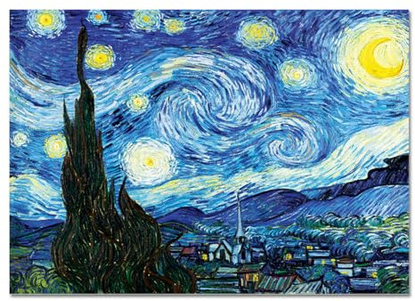 Giallobus - Quadro - Vincent Van Gogh - Notte stellata - Vetro acrilico - 50x35 - Pronto da appendere - Quadri moderni per la casa