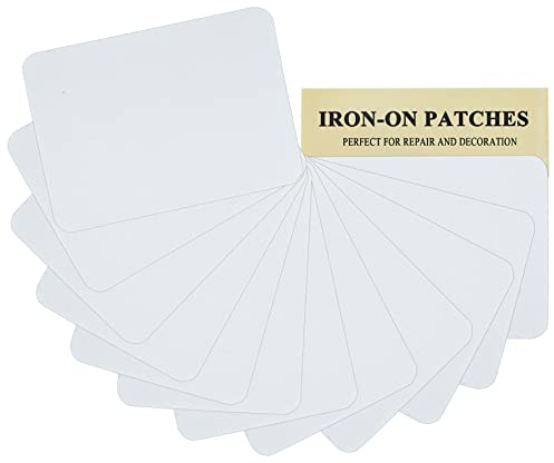 12 Pezzi di Toppe Termoadesive per Tessuto di Alta Qualità, Colla Forte, Kit di Riparazione e Decorazione 100% Cotone Colore Bianco, Dimensioni 7,5 cm x 10,5 cm