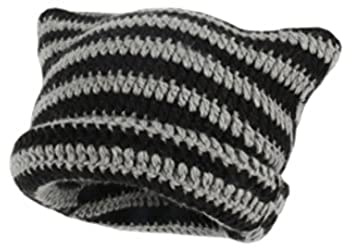 GGOOB Crochet Hats for Women Cat Beanie Vintage Beanies Fox Hat Grunge Accessories Slouchy (Black,One Size)