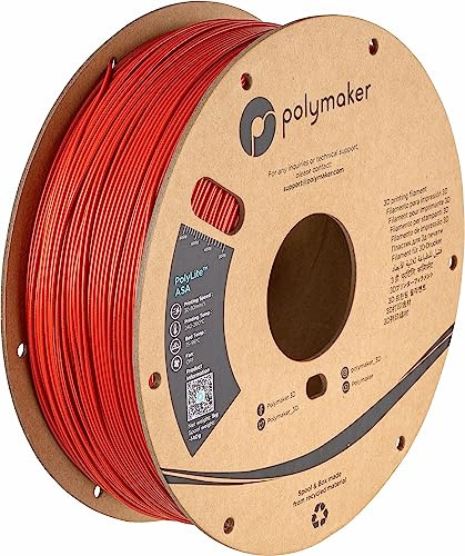 Polymaker ASA ASA Filament 1,75 mm, Galaxie-Rot, 1 kg, hitzebeständig, wetterfest, ASA Kartonspule 1,75, PolyLite ASA 3D-Drucker-Filament, Galaxienrot, perfekt zum Drucken von funktionellen Teilen im