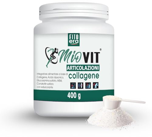 FITOERA MIOVIT ARTICOLAZIONI 400g – Collagene, MSM, Glucosamina per Sollievo Articolare, Dolori e Mobilità – Integratore Ossa e Cartilagini – Made in Italy
