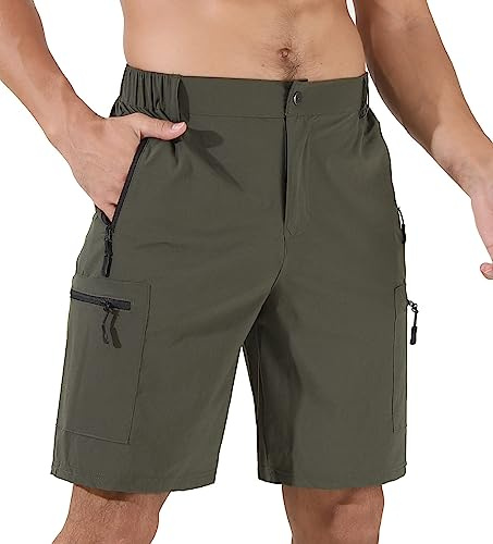 Suwangi Hombre Pantalones Cortos de Secado Rápido Cargo Pantalones Cortos de Hacer Deporte al Aire Libre Transpirable para Senderismo Escalada Trekking con Múltiples Bolsillos